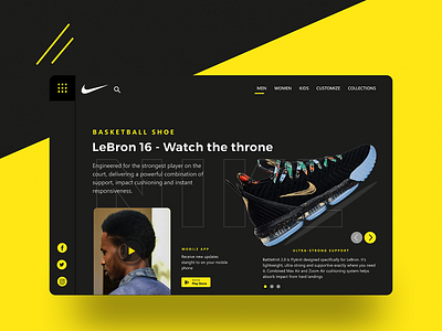 LeBron 16 - Watch the throne app design mockup nike nike shoes typography ui user interface user interface design ux web web design webdesign website website design