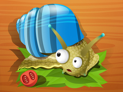 Scared snail character escargo icon illustraion snail vector wood