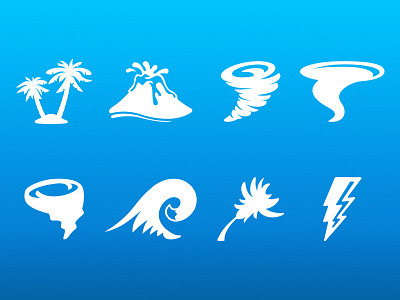 Storms and Weather Icons Concept breeze icons lightning monsoon tornado twister vector volcano