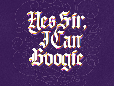 Blackletter Boogie blackletter disco flourishes lettering procreate purple