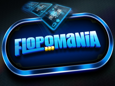 Flopomania, a new poker game blue cards design flop graphic lights logo poker splash table