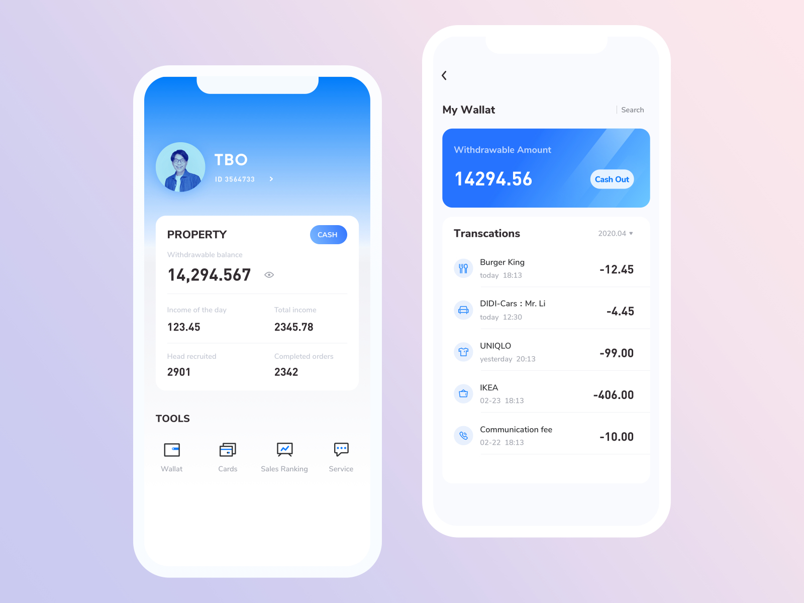 The financial app by 1990 on Dribbble