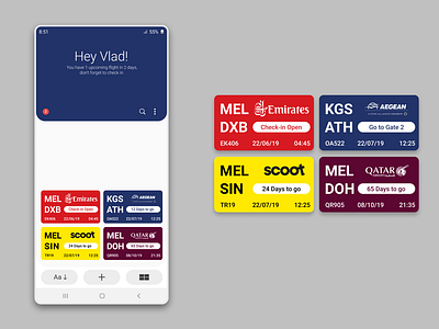 UI Design - Airline Boarding Pass App app design design emirates qatar samsung one ui ui ui design ux ux design