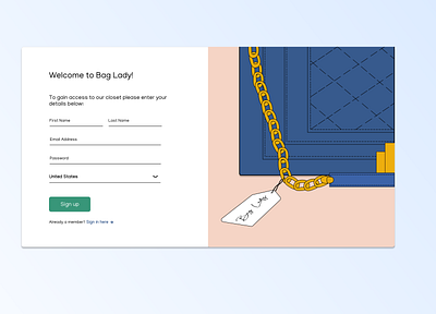 Bag Lady Sign-in app design figma figmadesign ui ui design ux ux designer web website