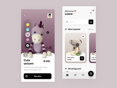 Amigurumi mobile app app design graphic design mobile mobile app ui xd