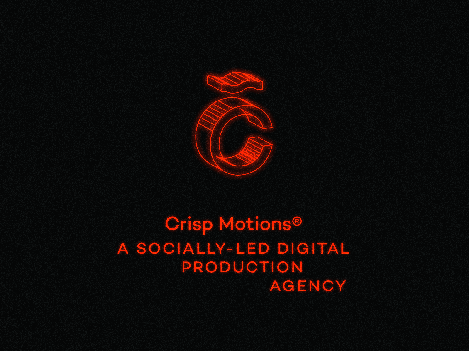 Crisp Motion 80s agency animation branding c logo identity logo minimal motion neon nyc retro synthwave typography