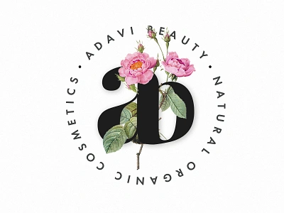 Adavi Beauti #1 (Var.1) ab boutique brending cosmetic flower letter logo makeup minimal organic typography