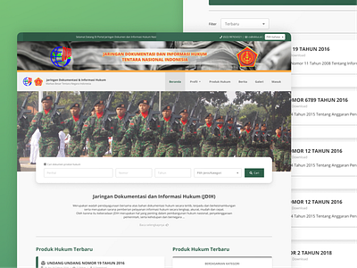 JDIH BABINKUM TNI Web UI Mockup
