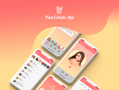 Pina Colada app app app design chat chat app colors communication app dating dating app gradient mobile mobile app mobile chat app ui ui ux web design webdesign