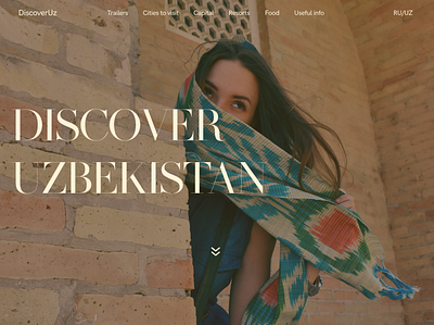 Discover Uzbekistan landing page bukhara central asia discover discovery invision khiva landing landing design landing page resorts samarkand tashkent tourism travel travel website ui ux uzbek cuisine uzbekistan website