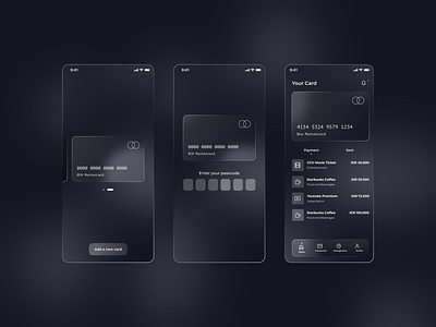 Mobile Banking App design glass glassmorphism glassmorphism design ui ui design uidesign uidesigner uiux user interface ux ux design uxdesign