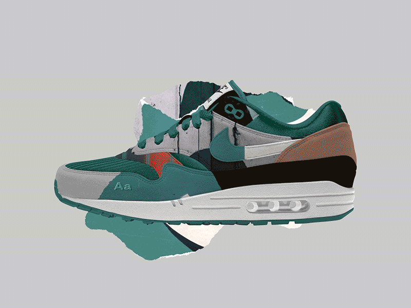 AE Experiment : Generative Air Max 1 : Signs after effects collage experiment generative nike nike air max random