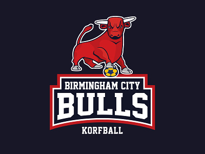Birmingham City Korfball Club badge birmingham branding bull identity illustration korfball logo vector