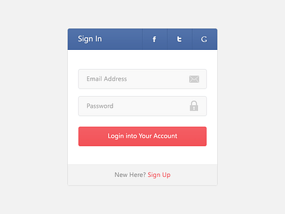 Flat Login - PSD flat flat design login member area psd social login template tooltip user experience user interface widget