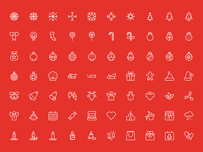 Merry Christmas Outline Vector Icons