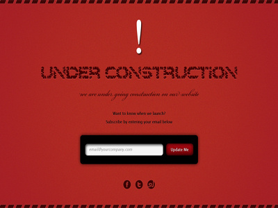 Under Construction coming soon layout notification red ui under construction web