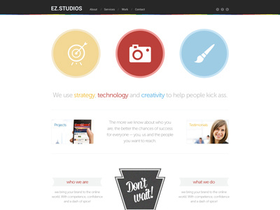 EZ.Studios Website Design creativity dont wait footer header strategy studio technology web design web layout website