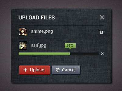 Upload Psd buttons cancel gui icons progress progress bar psd remove template trash ui upload user interface ux