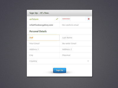 Web Form Psd button form notifications psd template textbox ui user interface ux web design web development web form