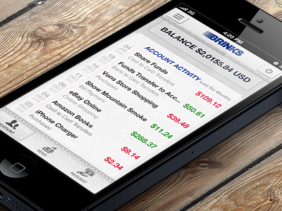 Account Activity - eWallet iOS App Design app design ios leather light navigation texture ui ux wallet white texture