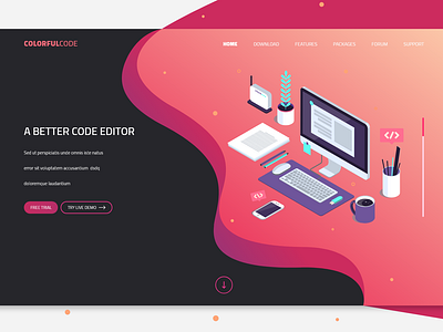 Colorful Landing Page colorful design flat hero section illustration landing page minimal ui ux web