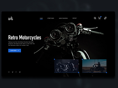 Motorcycle Website Design Concept | Ruben Cespedes black ui blue and black clean design dark ui design concept landing page minimalism minimalistic motorbike motorcycle responsive simple design ui ux ui design uidesign uiux ux designer visual design web design website