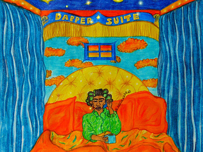 Dapper Pillow Suite art bedroom bedroom decor bedroom design brightcolours colouredpencils drawing drawings environment handdrawn illustration illustrator oilpastels pencils suite women women in illustration