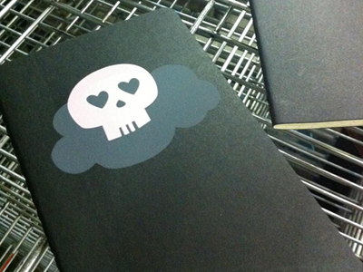 skullcloud notebook cloud notebooks pink screen print skull