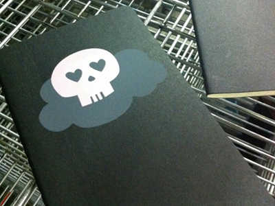 skullcloud notebook skull cloud pink screen print notebooks