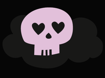 skull with colour black cloud gray pink skull