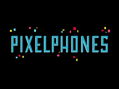 pixelphones project logo work lettering blue pixels rgb square