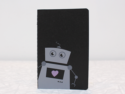 robot notebook illustration moleskine notebook robot screen print