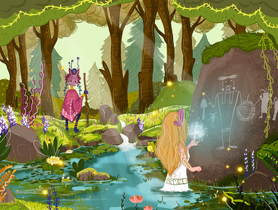 Magic forest art artwork book art book illustration children book illustration childrens book childrens illustration color design design art draw ethnic fairy tale fantasy forest illustration illustrations magic paint painting