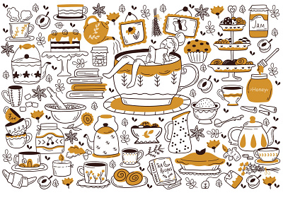 🍂 Drinking tea 🍂 art black and white cafe cartoon character comic cute design doodle doodles fun girl illustraion line line art minimal pattern tea vector vector art