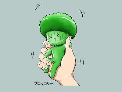 Brohand ( Broccoli in Hand ) broccoli character design chibi line art photoshop
