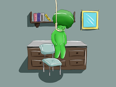 Broccoli suicide broccoli character design illustration line art photoshop