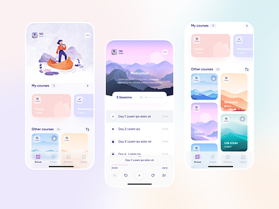 Mindfulness App - Relaxation Service With Simples Techniques app branding design illustration meditation mindfulness minimal purple ui ux violet