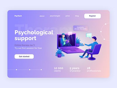Landing page for online therapy branding design landing page online therapy psychology ui ux web