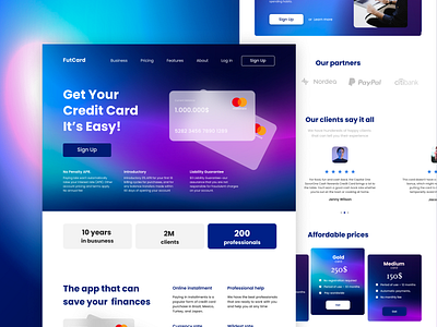 Credit Card Service Landing Page banking business design finance landing page ui ux web