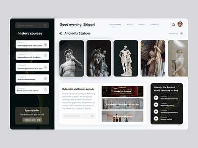 Online museum dashboard design museum ui ux web