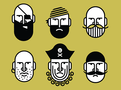 Pirate Icons beard eye patch faces icons mustache pirate