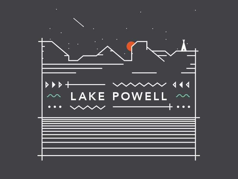 Lake Powell Illustration canyons lake powell mountain pattern southwest stars teepee