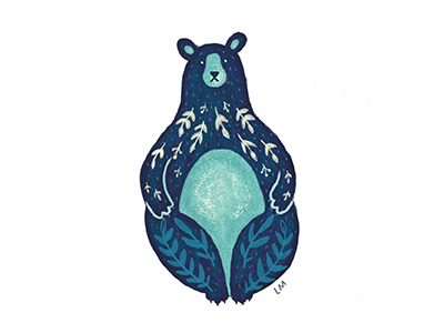 Folk Bear animals bear digital painting floral folk art illustration