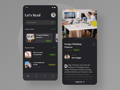 Reading app exploration app dark mode dark theme dark ui design iphone minimal reading reading app typography ui uidesign uiux ux