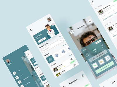 Doctor appointment mobile app - exploration app clean ui cleaning design doctor doctor app doctor appointment health app illustration medical minimal simple design ui uidesign uiuxdesign ux