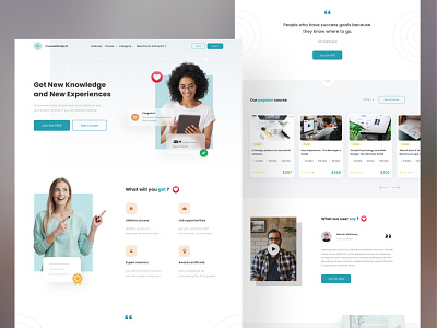 Online course landing page app course design e learning landing page minimal onlinecourse simple design ui uidesign uiux ux web design website