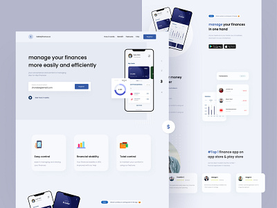 Landing page for personal finance app clean ui design finance finance app finance website landing page minimal minimalist simple design ui uidesign ux website design websites