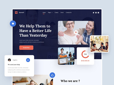 GAVEALL - Charity Website charity clean ui design designer donation hero section homepage minimal overlapping ui ui design uidesign uiux ux web web design website