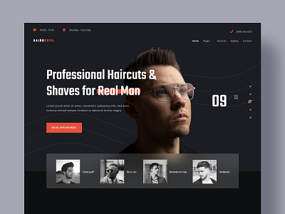 Hairbrosh - Barbershop Website barbershop dark theme design landingpage minimal ui uidesign uiux ux webdesign website websites