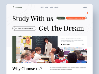Learncuy - School Profile Website Design child design header landing page minimal school ui uidesign uiux ux website